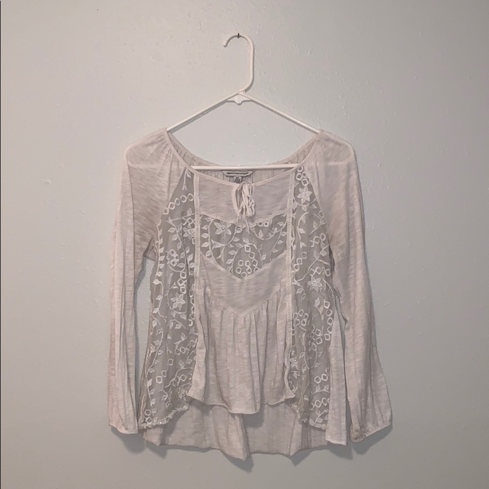American Eagle outfitters white lacy blouse